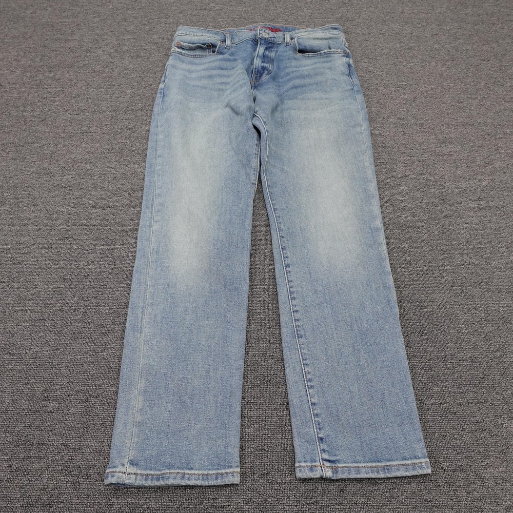 Lucky Brand 410 Athletic Straight Jeans Mens 30x29 Blue Light Wash Stretch Denim